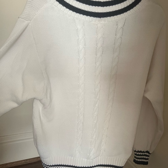 The Upside Louie Cotton V-Neck Sweater White and Black - Picture 5 of 5